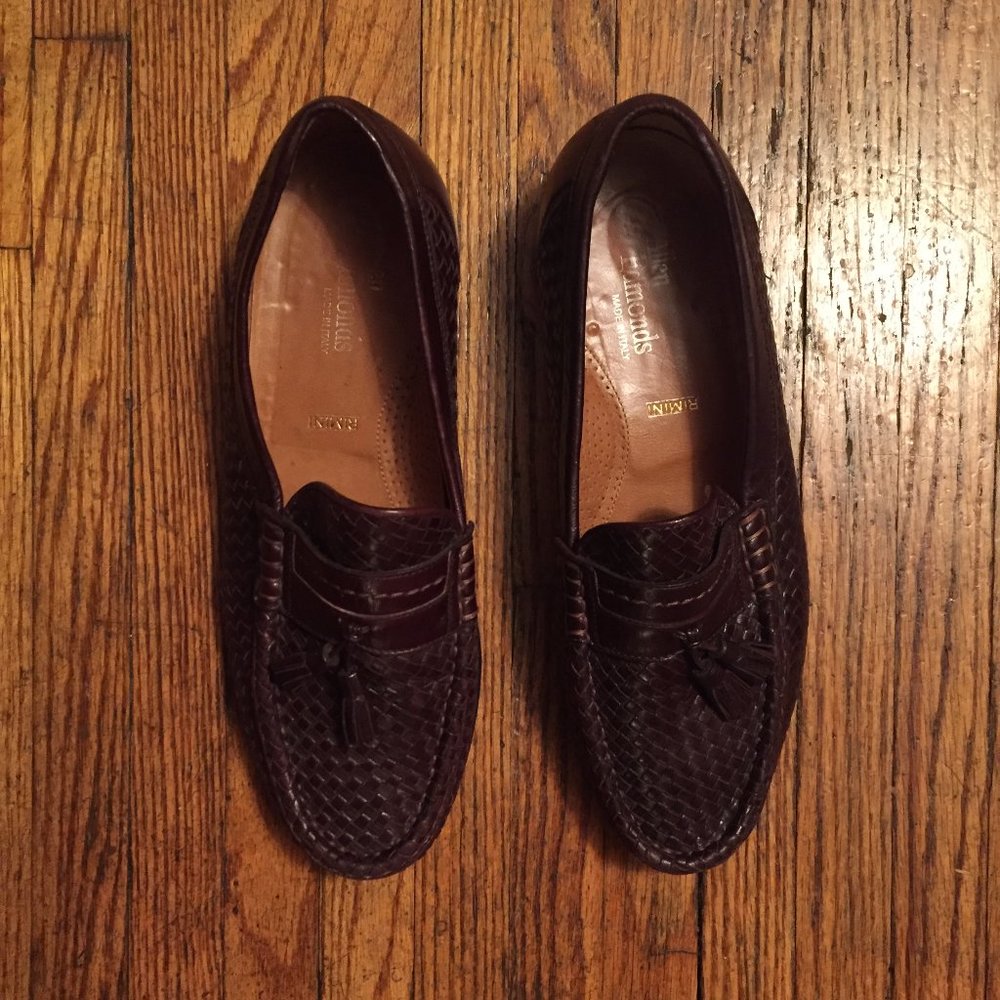 Allen Edmonds Brown woven leather loafers size 9.5